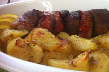 Kontosouvli (Spit roasted BBQ pork)