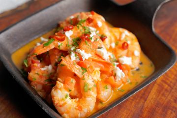 Greek Shrimp Saganaki recipe with Feta cheese (Garides Saganaki)